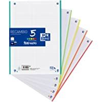 Los mejores  - Hojas cuadriculadas A4 Recambio Oxford. Banda 5 colores. 100 Hojas. Cuadrícula 5x5.